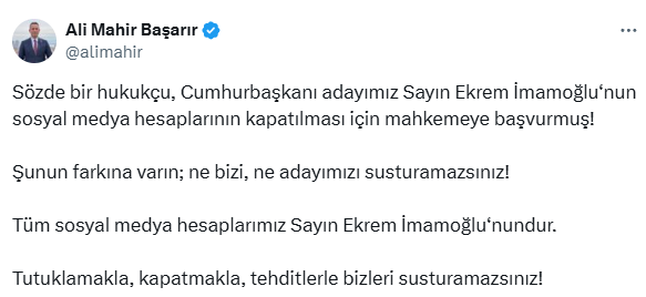 İmamoğlu'nun sosyal medya hesaplarının kapatılması için başvuru yapıldı