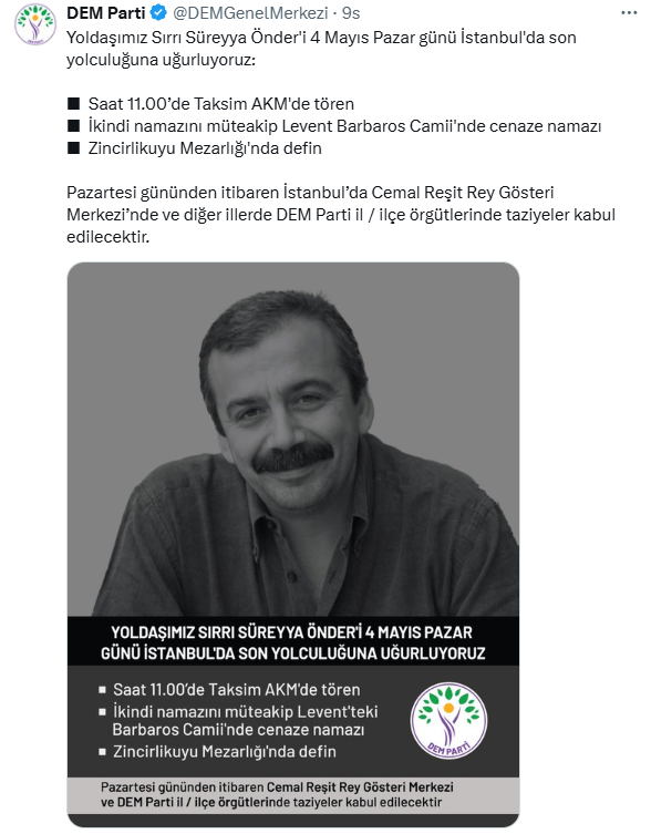 Sırrı Süreyya Önder son yolculuğuna uğurlanıyor! İşte cenaze programının detayları