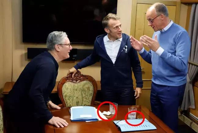 Avrupa bu görüntüyle sarsıldı! Macron, Starmer ve Merz trende kokain mı kullandı?