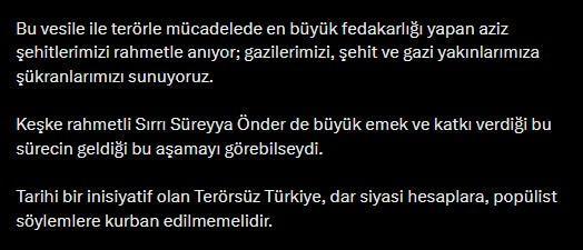Cevdet Yılmaz'dan PKK'nın fesih kararı sonrası uyarı