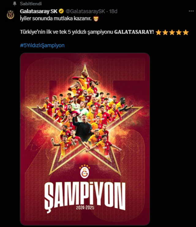Galatasaray'dan peş peşe şampiyonluk paylaşımları! Rakiplerine büyük gönderme