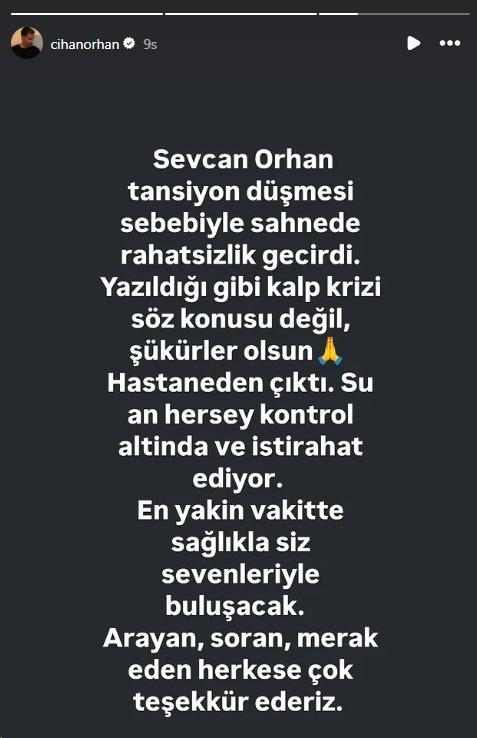 Konserinde fenalaşan Sevcan Orhan taburcu edildi